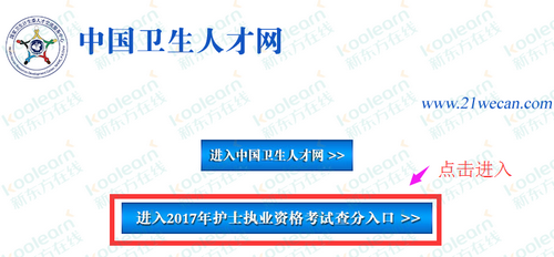 2017護士資格證成績查詢