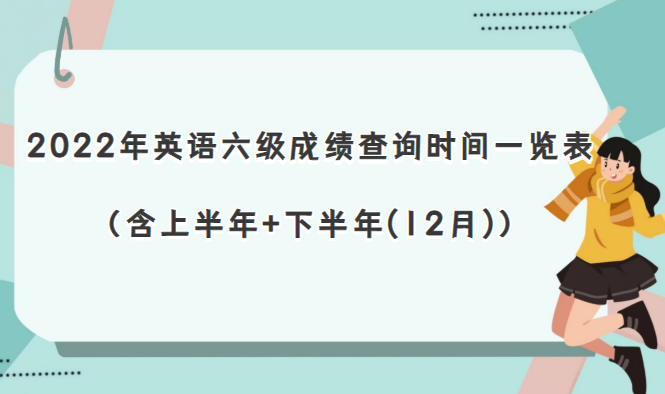 2022年英語(yǔ)六級(jí)成績(jī)查詢時(shí)間一覽表（含上半年+下半年(12月)）