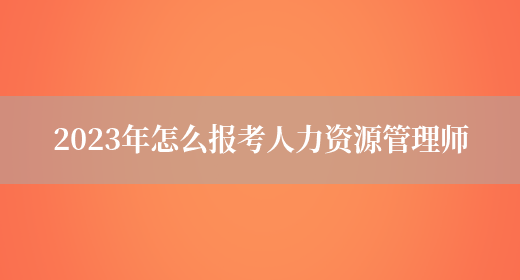 2023年怎么報考人力資源管理師(圖1)