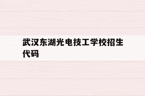 武漢東湖光電技工學校招生代碼(武漢東湖光電技工學校招生代碼是多少)
